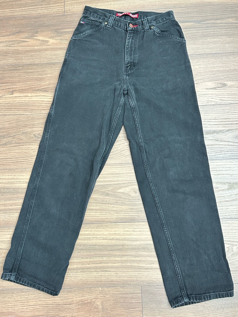 Tommy Hilfiger Black Cargo Jeans with Red Logo Taby